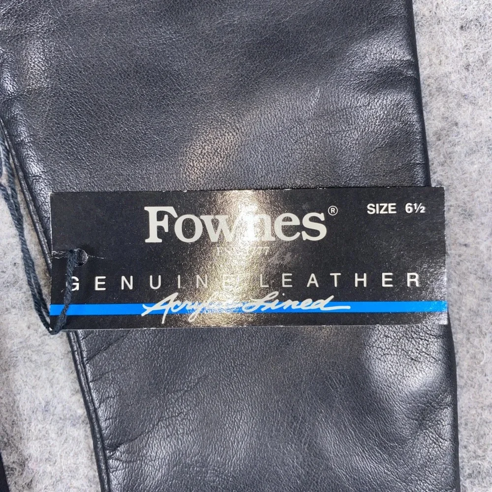 Vintage NWT Fownes Womens Black Suede Leather Gloves‎ Acrylic Lined Size 6 1/2